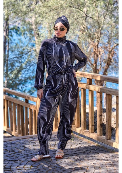 Luna Model Lycralı Tasarım Tesettür Tulum Mayo modelleri