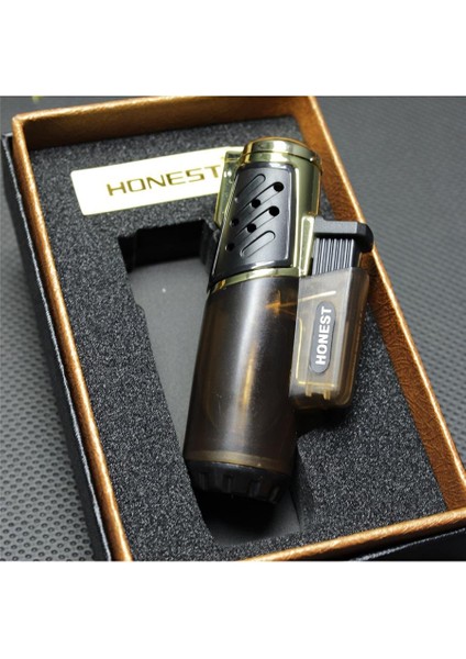 Honest Tek Torch Jet Alev Rüzgarda Sönmez Gazlı, Özel Kutulu Çakmak - Gold Renk