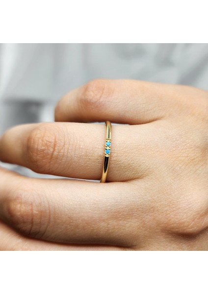 Gümüş Yüzük - Firuze(Turkuaz) Taşlı 925 Ayar Gümüş Alyans Yüzük