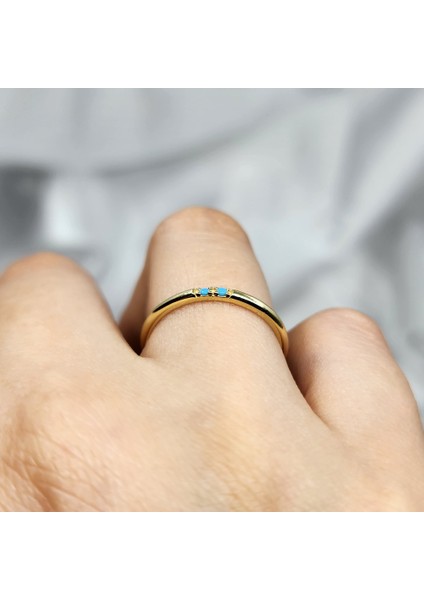 Gümüş Yüzük - Firuze(Turkuaz) Taşlı 925 Ayar Gümüş Alyans Yüzük