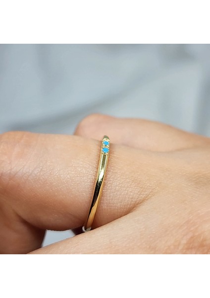 Gümüş Yüzük - Firuze(Turkuaz) Taşlı 925 Ayar Gümüş Alyans Yüzük