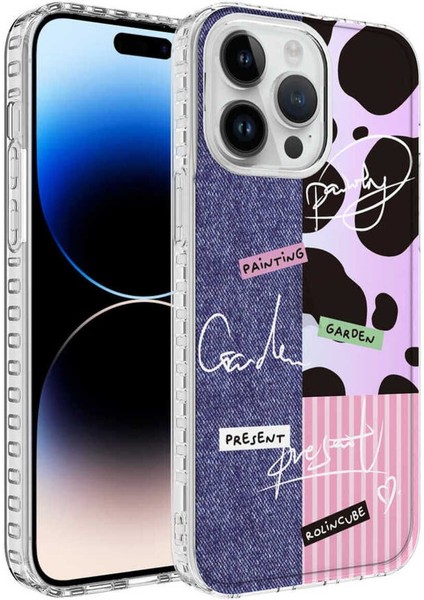 Apple iPhone 13 Pro Kılıf Airbag Kenarlı Renkli Desenli Silikon Elegans Kapak