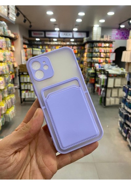 Apple iPhone 12 Kılıf Kredi Kartlıklı Silinebilir Arkası Mat Silikon Kenar Renkli fiyatları