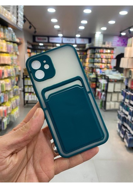 Apple iPhone 12 Kılıf Kredi Kartlıklı Silinebilir Arkası Mat Silikon Kenar Renkli modelleri