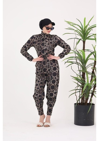 Dubai Desen Tasarım Tesettür Paraşüt Kumaş Tulum Mayo