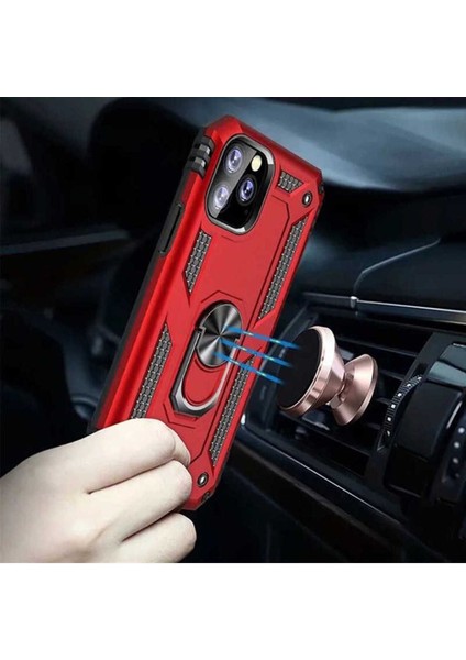 Apple iPhone 11 Pro Kılıf Çift Katmanlı Polikarbon Koruma ve Manyetik Tutucu Stand Yüzük