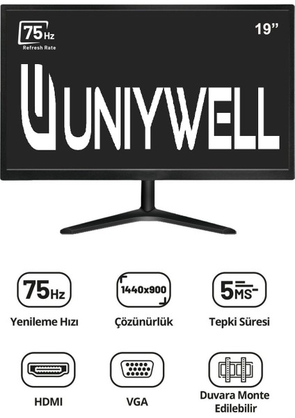 Teknoloji Caddesi Unıywell 19 Inç LED Monitör Vga+Hdmi fiyatları