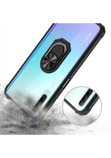 Huawei P Smart Pro 2019 Kılıf Anti-Shock Darbe Önleyici Renkli Kenarlar, Metal Yüzüklü Kılıf fiyatları