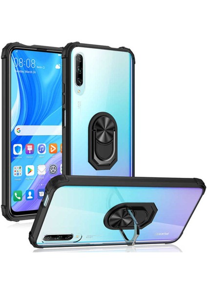 Huawei P Smart Pro 2019 Kılıf Anti-Shock Darbe Önleyici Renkli Kenarlar, Metal Yüzüklü Kılıf fırsatları