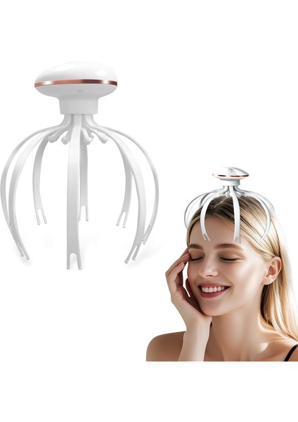 Ahtapod Model Baş Masaj Aleti Şarjlı Fizyoterapi Kafa Masajı Rahatlatma Dinlendirici Massage Portatif Ergonomik Tasarım MD-877