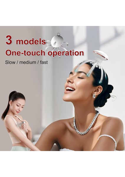 Ahtapod Model Baş Masaj Aleti Şarjlı Fizyoterapi Kafa Masajı Rahatlatma Dinlendirici Massage Portatif Ergonomik Tasarım MD-877