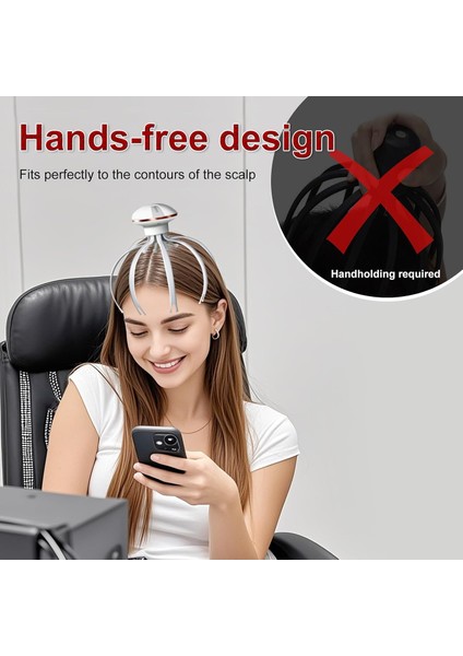 Ahtapod Model Baş Masaj Aleti Şarjlı Fizyoterapi Kafa Masajı Rahatlatma Dinlendirici Massage Portatif Ergonomik Tasarım MD-877