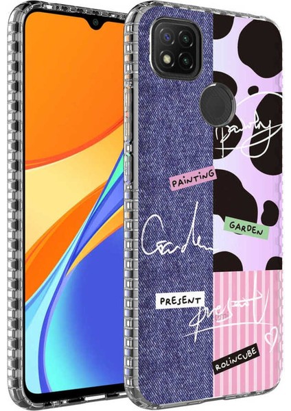 Xiaomi Redmi 9c Kılıf Airbag Kenarlı Renkli Desenli Silikon Elegans Kapak
