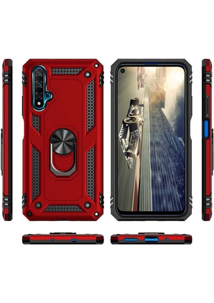 Huawei Honor 20 Kılıf Çift Katmanlı Polikarbon Koruma ve Manyetik Tutucu Stand Yüzük fiyatları