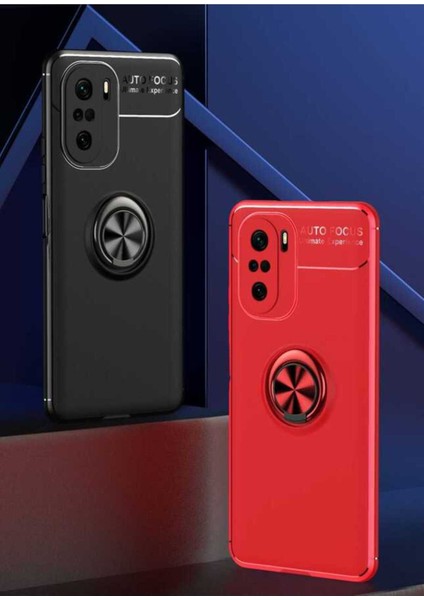 Xiaomi Poco F3 Kılıf Yüzüklü ve Manyetik Araç Tutuculu Tpu Silikon