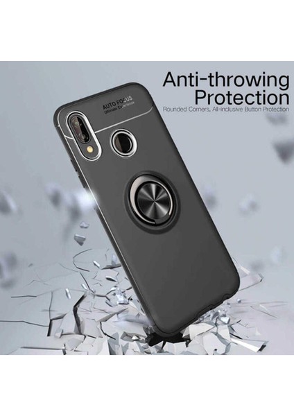 Huawei P Smart 2019 Kılıf Yüzüklü ve Manyetik Araç Tutuculu Tpu Silikon