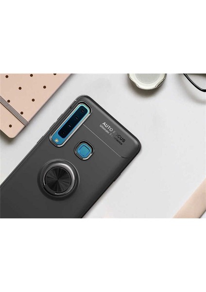 Samsung Galaxy A9 2018 Kılıf Yüzüklü ve Manyetik Araç Tutuculu Tpu Silikon