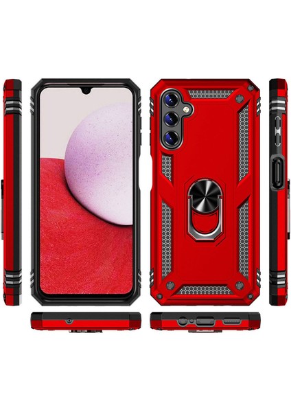 Samsung Galaxy A14 Kılıf Çift Katmanlı Polikarbon Koruma ve Manyetik Tutucu Stand Yüzük fırsatları