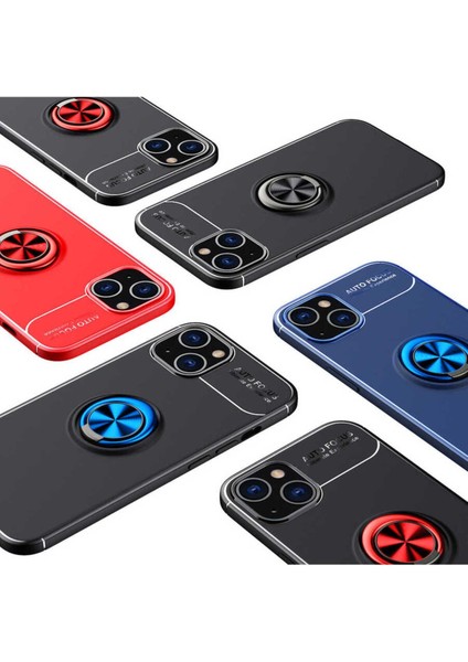 Apple iPhone 13 Kılıf Yüzüklü ve Manyetik Araç Tutuculu Tpu Silikon