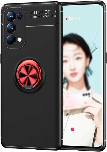 Oppo Reno 5 Pro 5g Kılıf Yüzüklü ve Manyetik Araç Tutuculu Tpu Silikon