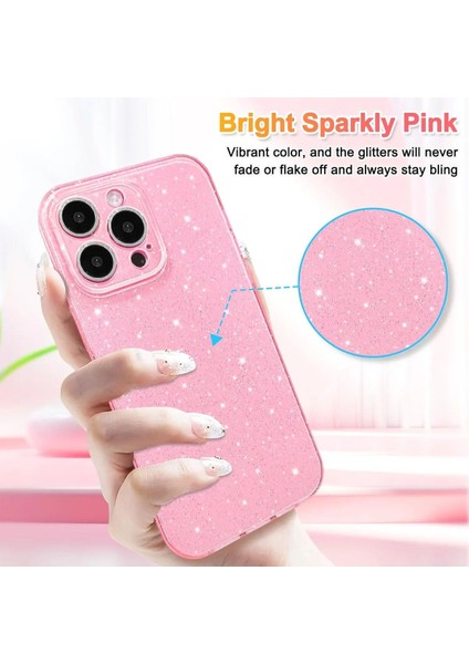 Apple iPhone 14 Pro Kılıf Kamera Korumalı Işıltılı Orta Sertlikte Dayanıklı ve Simli Lüks Shiny