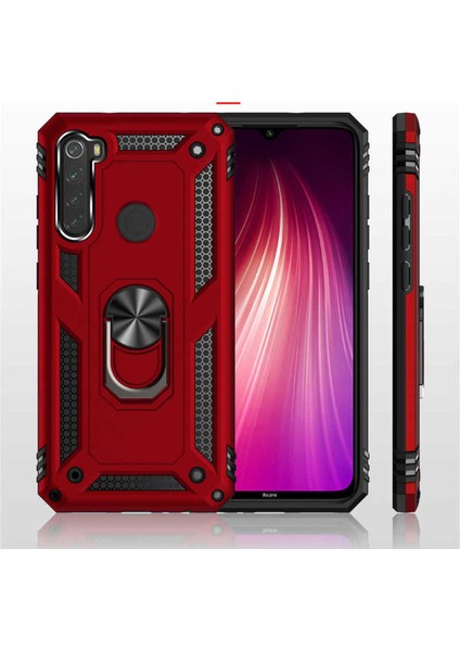 Xiaomi Redmi Note 8 Kılıf Çift Katmanlı Polikarbon Koruma ve Manyetik Tutucu Stand Yüzük