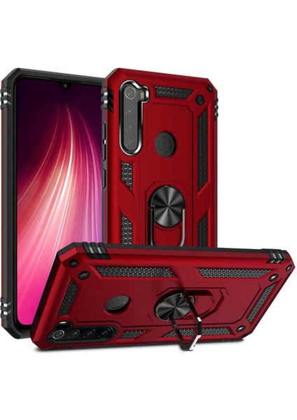 Xiaomi Redmi Note 8 Kılıf Çift Katmanlı Polikarbon Koruma ve Manyetik Tutucu Stand Yüzük