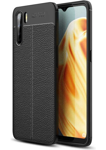 Oppo A91 Uyumlu Deri Görünümlü Kılıf