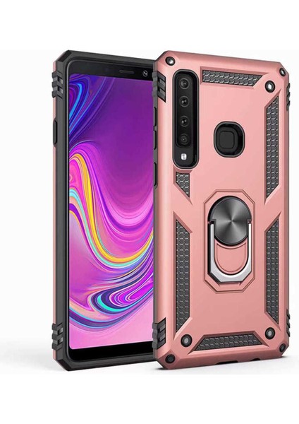 Samsung Galaxy A9 2018 Uyumlu Kılıf Çift Katmanlı Polikarbon Koruma ve Manyetik Tutucu Stand Yüzük
