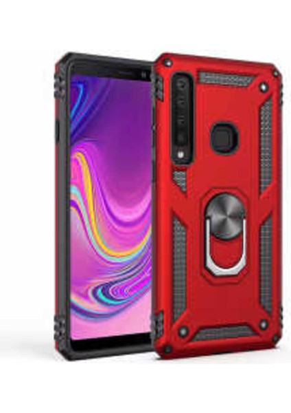 Samsung Galaxy A9 2018 Uyumlu Kılıf Çift Katmanlı Polikarbon Koruma ve Manyetik Tutucu Stand Yüzük