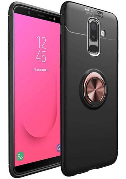 Samsung Galaxy A6 Plus 2018 Kılıf Yüzüklü ve Manyetik Araç Tutuculu Tpu Silikon
