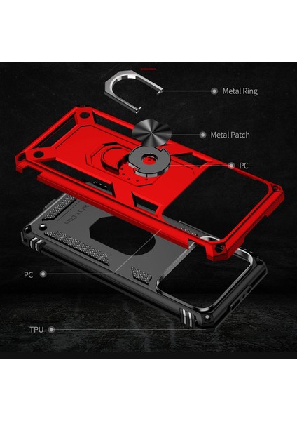 Xiaomi Mi 11 Ultra Kılıf Çift Katmanlı Polikarbon Koruma ve Manyetik Tutucu Stand Yüzük