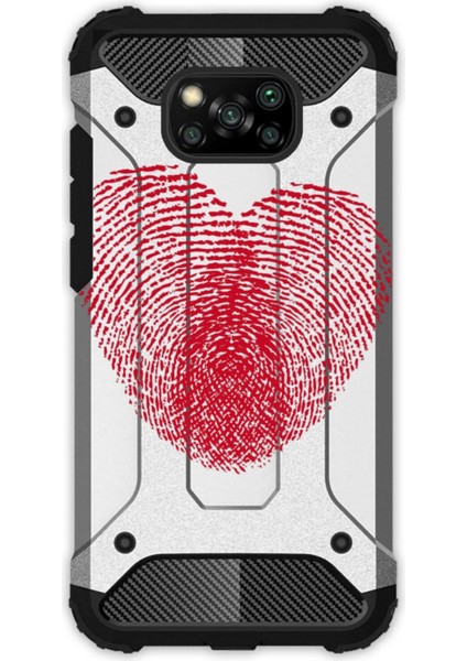 Xiaomi Poco X3 Nfc Uyumlu Kılıf Desenli Antishock Crash Kapak - Kalp Izi