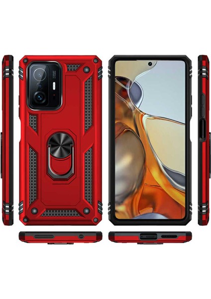 Xiaomi Mi 11T 5g Kılıf Çift Katmanlı Polikarbon Koruma ve Manyetik Tutucu Stand Yüzük fırsatları