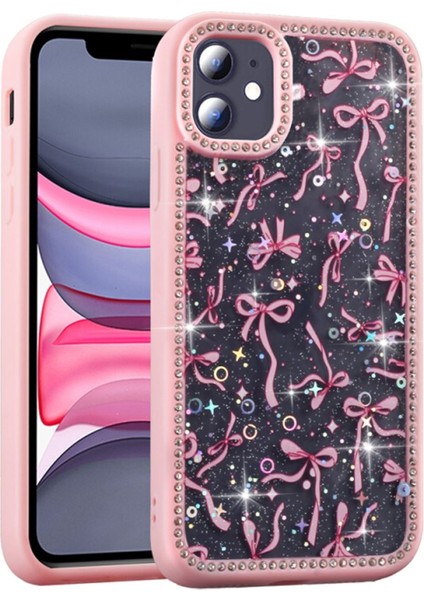 Apple iPhone 11 Kılıf Luxury Serisi Taşlı ve Simli Tasarım Kir Tutmayan Kapak