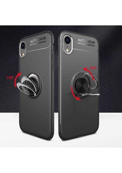 Apple iPhone Xr 6.1 Kılıf Yüzüklü ve Manyetik Araç Tutuculu Tpu Silikon