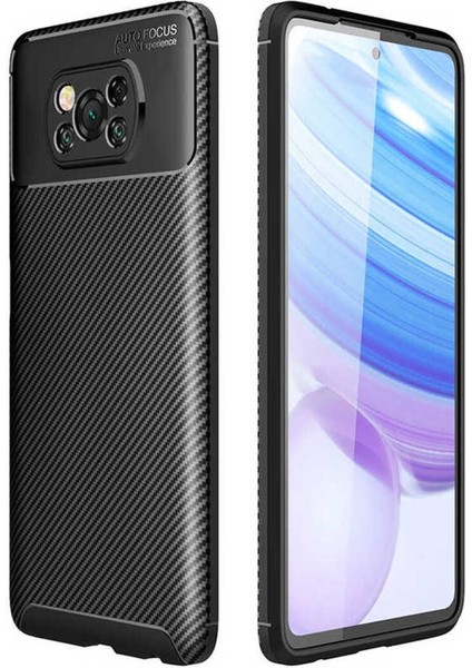 Xiaomi Poco X3 Kılıf Karbon Fiber Görünümlü Ultra Ince Carbon Case