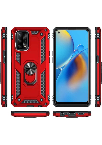 Oppo A74 4g Kılıf Çift Katmanlı Polikarbon Koruma ve Manyetik Tutucu Stand Yüzük fiyatları