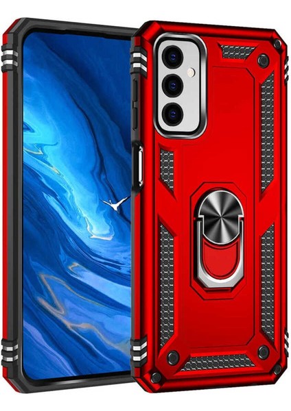 Samsung Galaxy M23 Kılıf Çift Katmanlı Polikarbon Koruma ve Manyetik Tutucu Stand Yüzük fırsatları