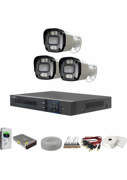 3'lü 2 Mp Ahd Kamera Seti- 3.6mm Full Color Serisi