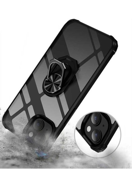 Apple iPhone 14 Plus Kılıf Anti-Shock Darbe Önleyici Renkli Kenarlar, Metal Yüzüklü Kılıf fiyatları