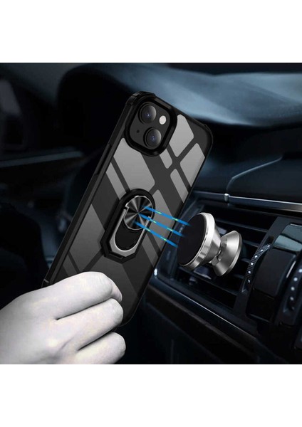 Apple iPhone 14 Plus Kılıf Anti-Shock Darbe Önleyici Renkli Kenarlar, Metal Yüzüklü Kılıf modelleri