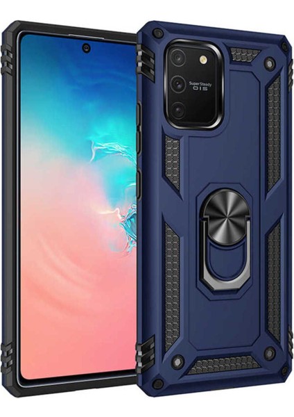 Samsung Galaxy A91 (S10 Lite) Kılıf Çift Katmanlı Polikarbon Koruma ve Manyetik Tutucu Stand Yüzük