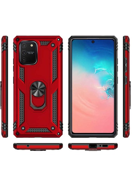 Samsung Galaxy A91 (S10 Lite) Kılıf Çift Katmanlı Polikarbon Koruma ve Manyetik Tutucu Stand Yüzük fiyatları