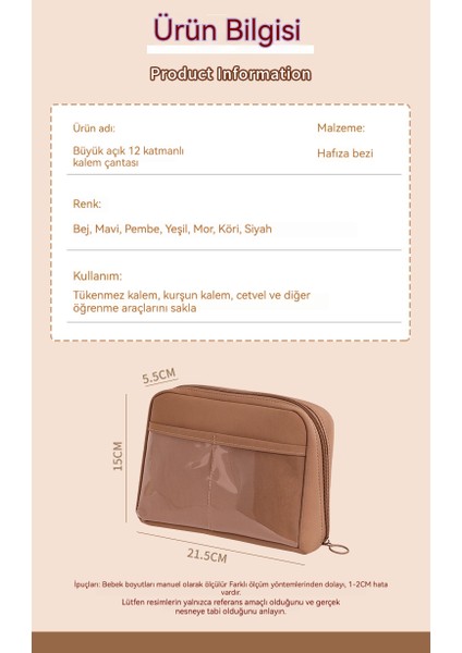 12 Katmanlı Kalem Çantası Çok Fonksiyonlu Kırtasiye Çantası (Yurt Dışından) modelleri
