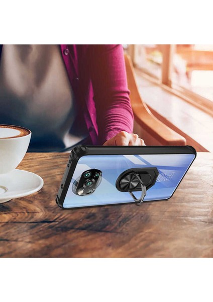 Xiaomi Poco X3 Kılıf Anti-Shock Darbe Önleyici Renkli Kenarlar, Metal Yüzüklü, Polikarbon Kılıf modelleri