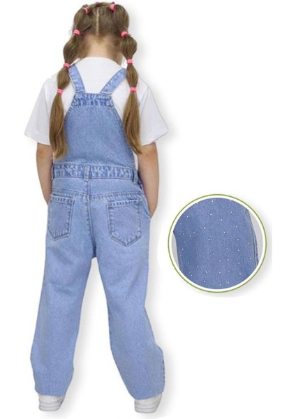 Kız Çocuk Taş Detaylı Kot Salopet fiyatları