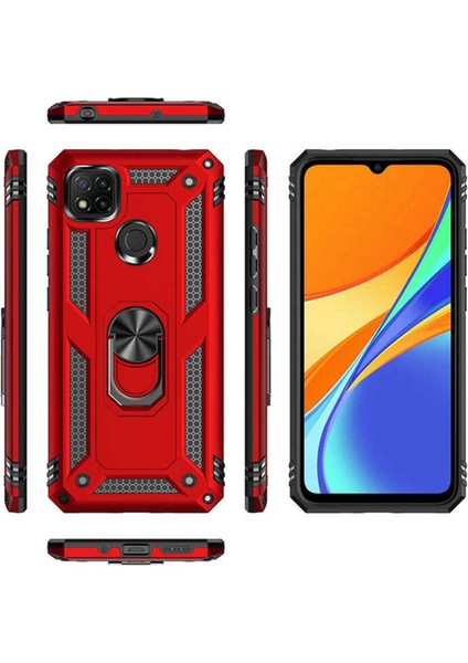 Xiaomi Redmi 9c Kılıf Çift Katmanlı Polikarbon Koruma ve Manyetik Tutucu Stand Yüzük fiyatları