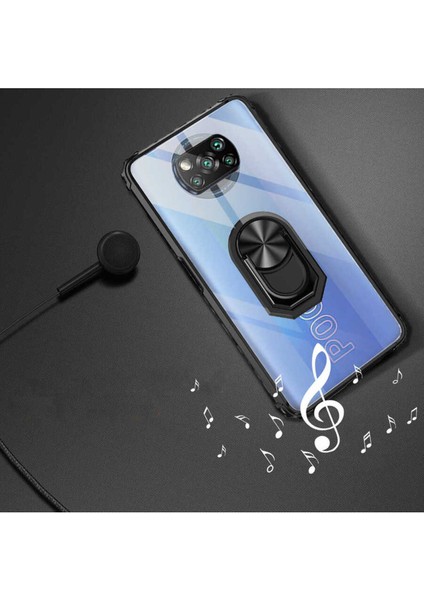 Xiaomi Poco X3 Kılıf Anti-Shock Darbe Önleyici Renkli Kenarlar, Metal Yüzüklü, Polikarbon Kılıf fırsatları