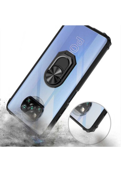 Xiaomi Poco X3 Kılıf Anti-Shock Darbe Önleyici Renkli Kenarlar, Metal Yüzüklü, Polikarbon Kılıf indirimleri